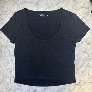 Abercrombie & Fitch Women's Cotton Seamless Fabric Scoopneck Tee Medium Black
